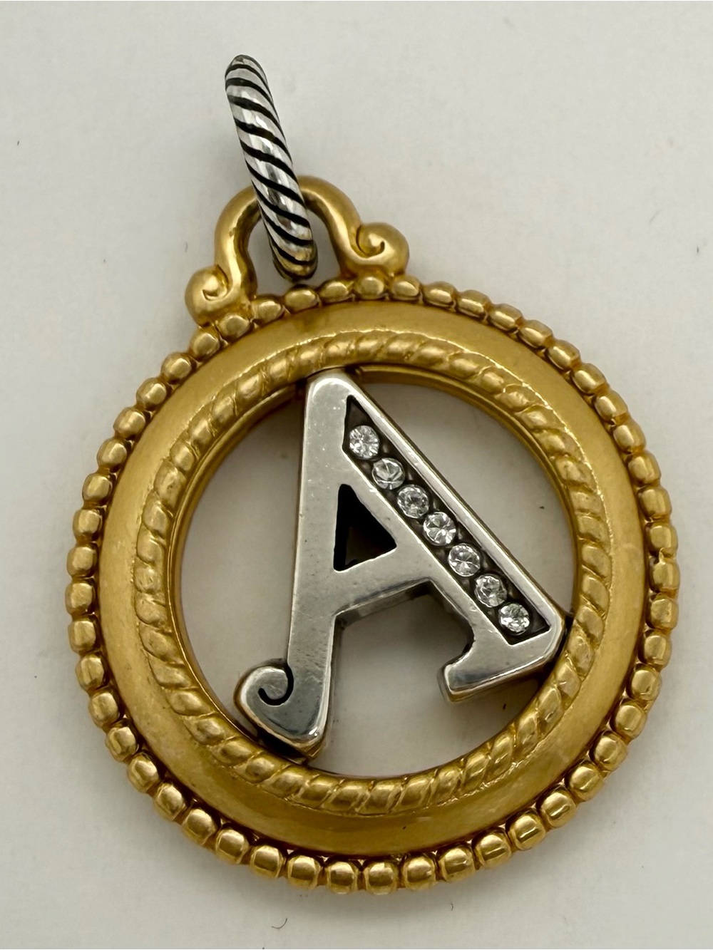 Brighton Gold and Silver Plated Rhinestone 'A' Initial Necklace Pendant Charm